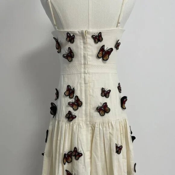 Agua By Agua Bendita Lima Embroidered Butterfly Linen Maxi Dress - Picture 9 of 11